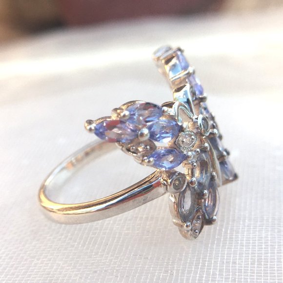 Tanzanite Butterfly Ring .925 Sterling Silver Genuine Gemstones Limited Edition - Picture 15 of 16